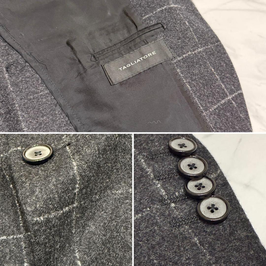 イタリア製タリアトーレ秋冬メンズスー#48ブロックチェックグレー