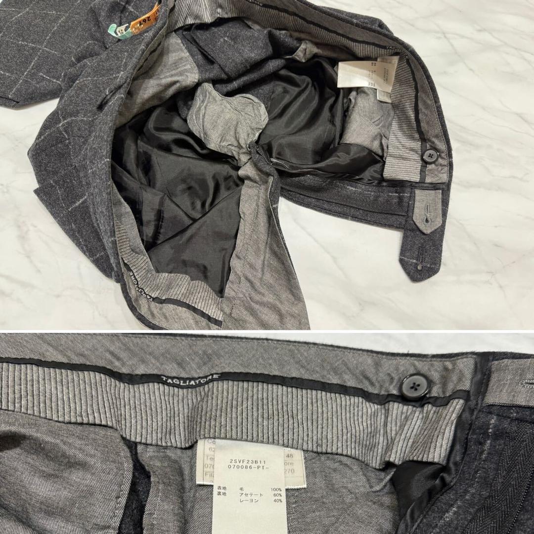 イタリア製タリアトーレ秋冬メンズスー#48ブロックチェックグレー