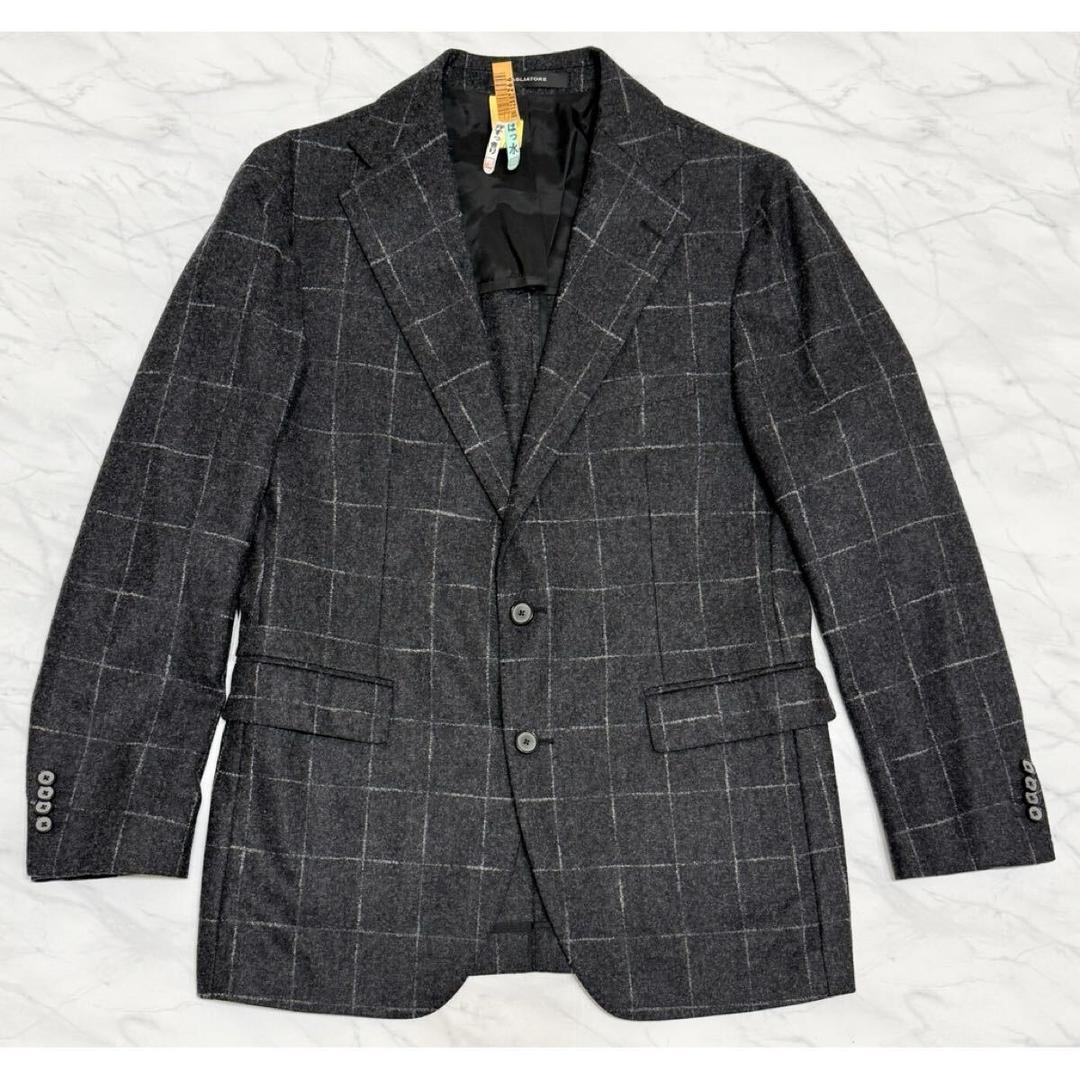 イタリア製タリアトーレ秋冬メンズスー#48ブロックチェックグレー