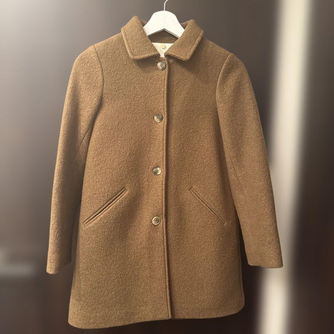 ウールコート ブラウン ファー襟付き