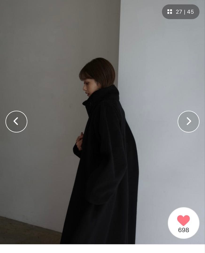 mayu - スタンドカラーコクーンスリーブロングコート