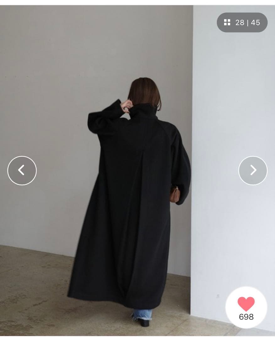 mayu - スタンドカラーコクーンスリーブロングコート