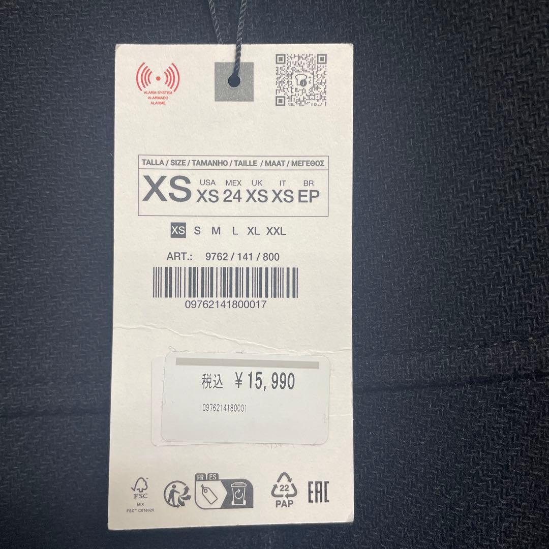 ZARA 新品未使用　黒 ウールダブルブレストコート XS