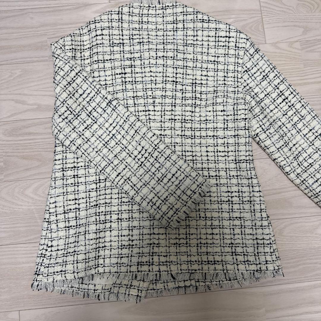 【セオリーリュクス】ファンシーツィードジャケット ホワイト系 38 Mサイズ
