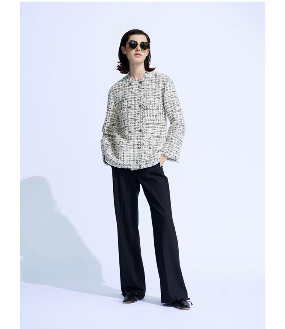 【セオリーリュクス】ファンシーツィードジャケット ホワイト系 38 Mサイズ