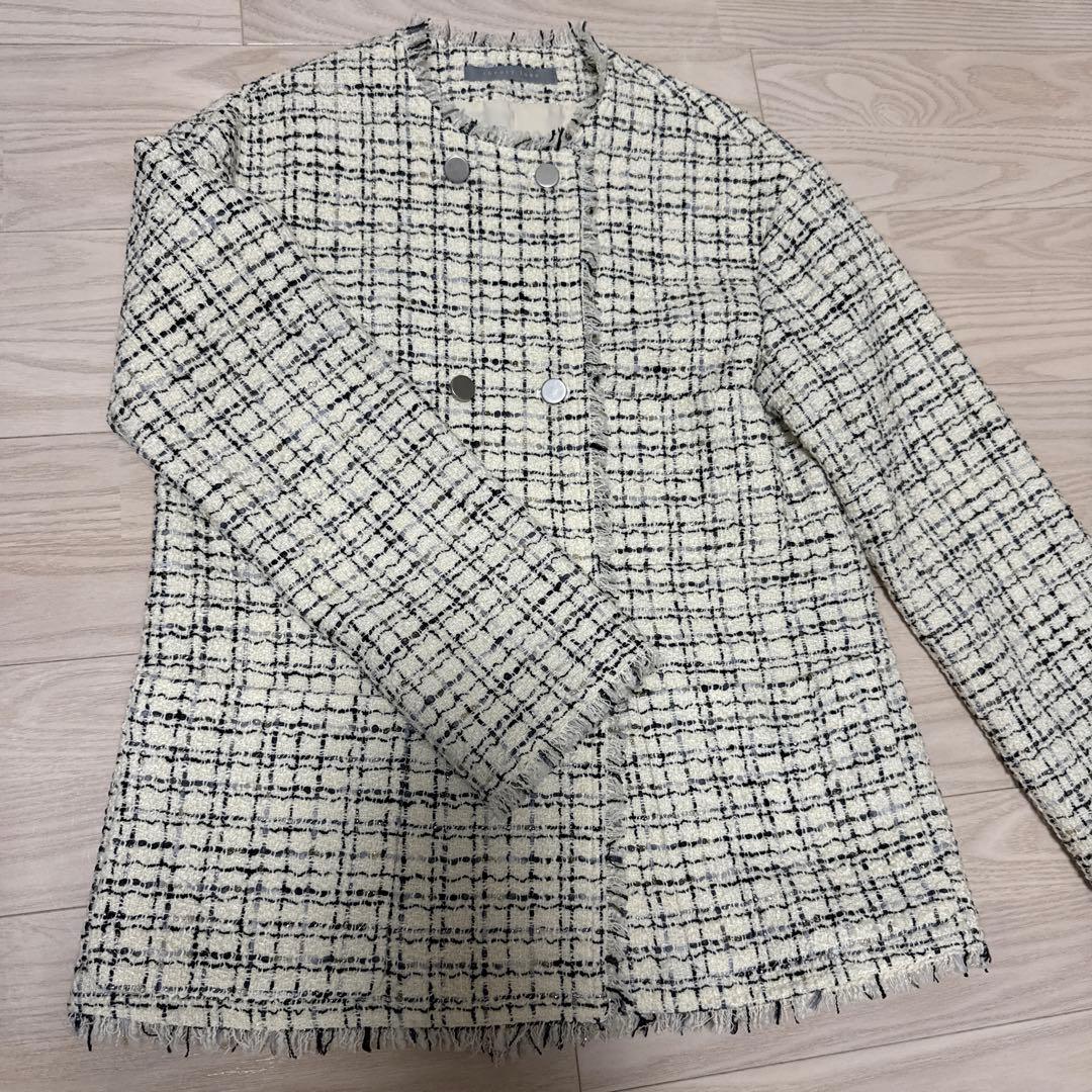 【セオリーリュクス】ファンシーツィードジャケット ホワイト系 38 Mサイズ