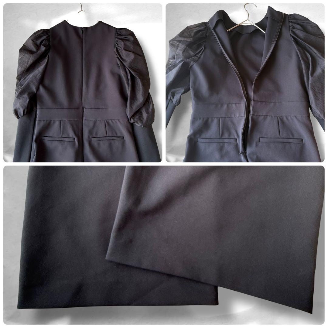 アダムエロペ バルーンスリーブロンパース　オールインワン　ブラック　S