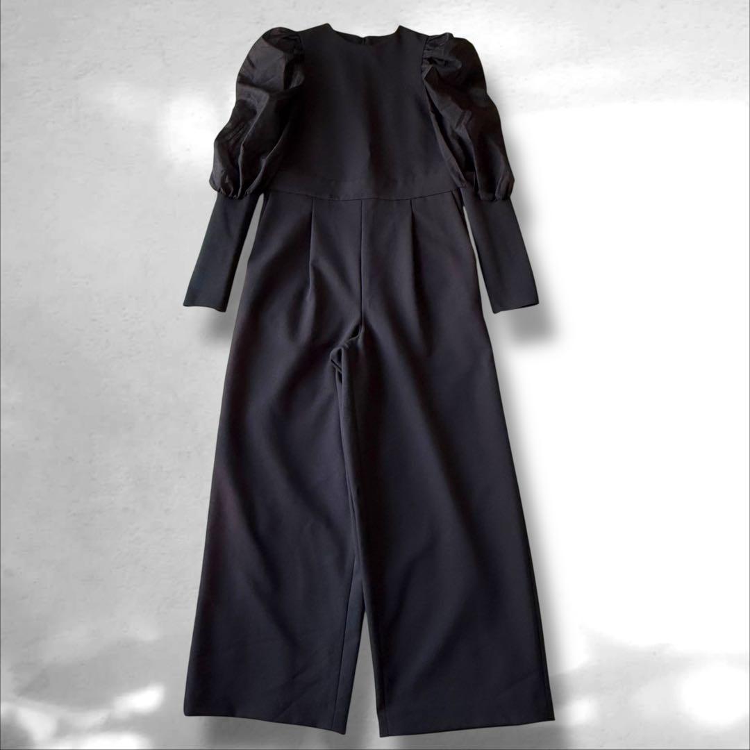 アダムエロペ バルーンスリーブロンパース　オールインワン　ブラック　S