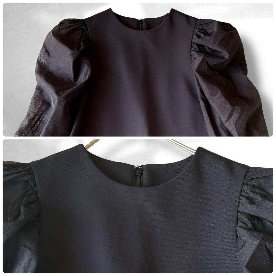 アダムエロペ バルーンスリーブロンパース　オールインワン　ブラック　S