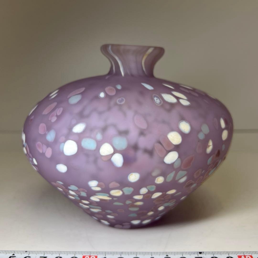 藤田喬平 金彩 ガラス花瓶 H14cm 東キ7-1218①