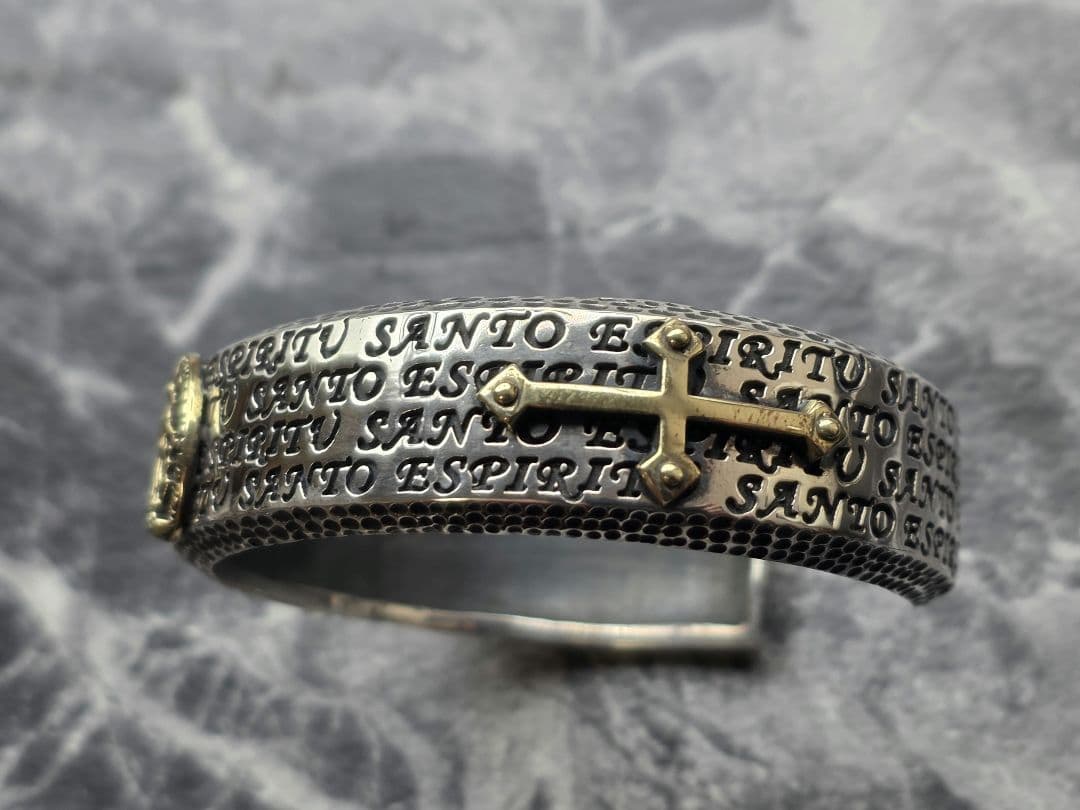 シルバー925 不思議のメダイ 聖母マリア クロス アンティーク バングル