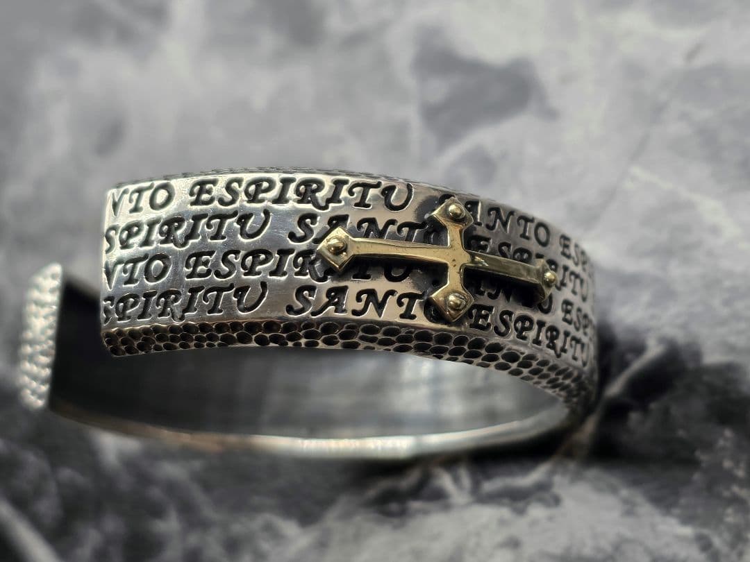 シルバー925 不思議のメダイ 聖母マリア クロス アンティーク バングル