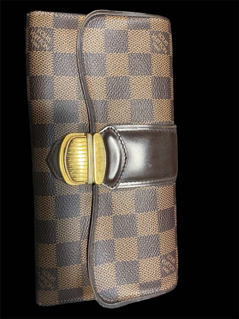 ダミエパターン長財布 ブラウン系