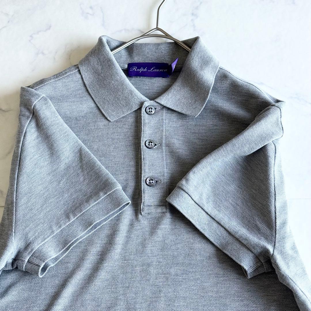 極美品 2023SS ラルフローレン パープルレーベル ピケポロシャツ ロゴ刺繍