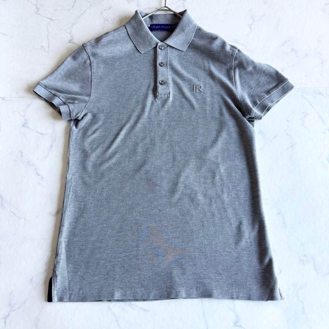 極美品 2023SS ラルフローレン パープルレーベル ピケポロシャツ ロゴ刺繍