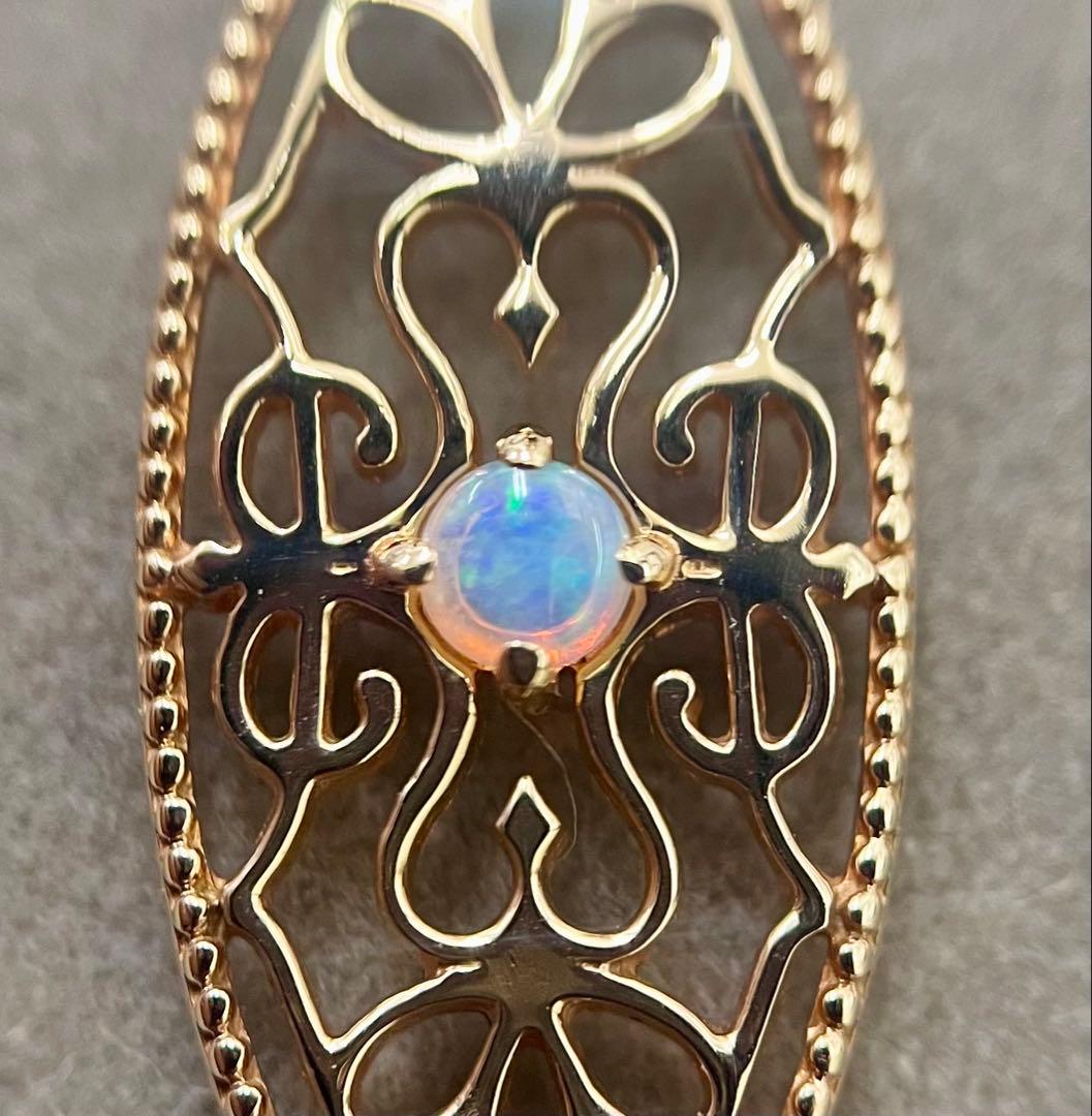 アガット k10 オパール 透かし ペンダント トップ チャーム