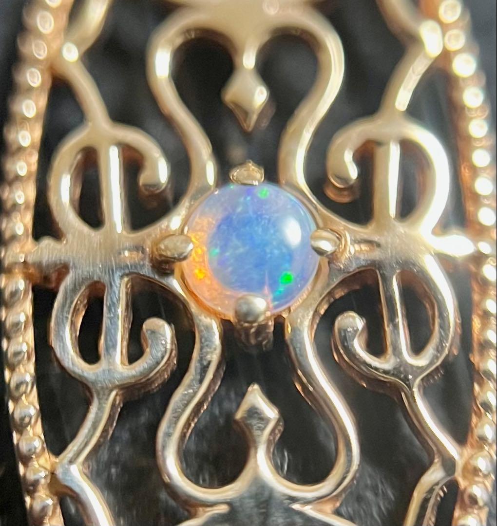 アガット k10 オパール 透かし ペンダント トップ チャーム