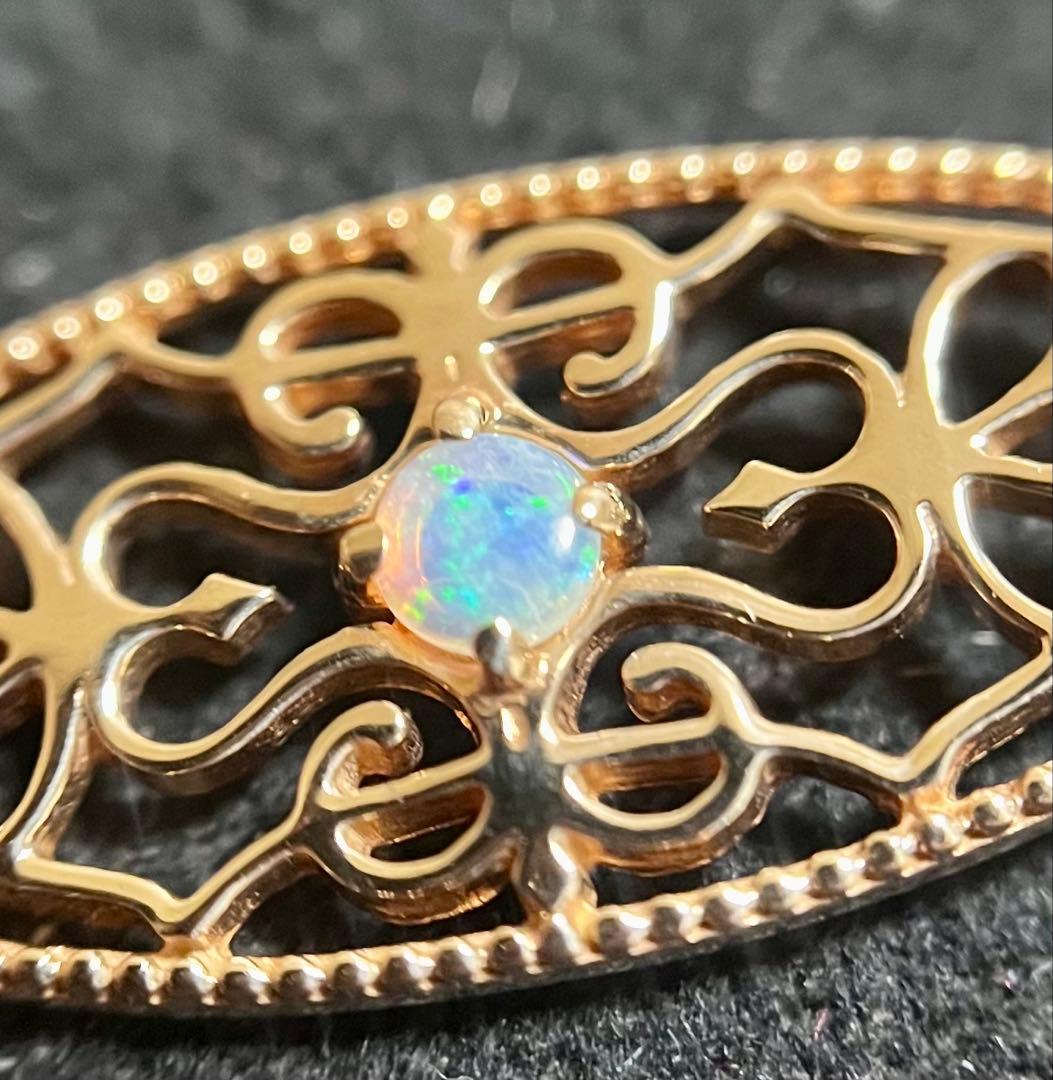 アガット k10 オパール 透かし ペンダント トップ チャーム