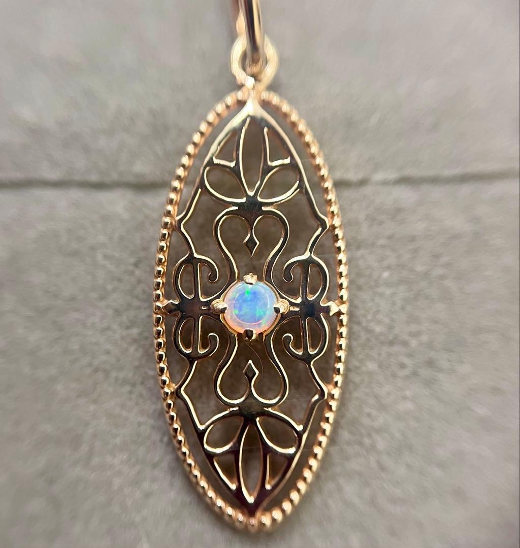 アガット k10 オパール 透かし ペンダント トップ チャーム