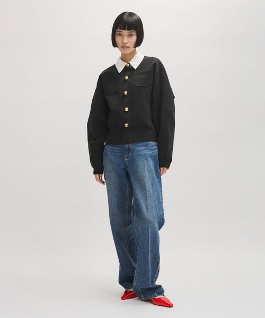 アダムエロペ 【WEB限定】・【サステナブル】カラー付きカーディガン