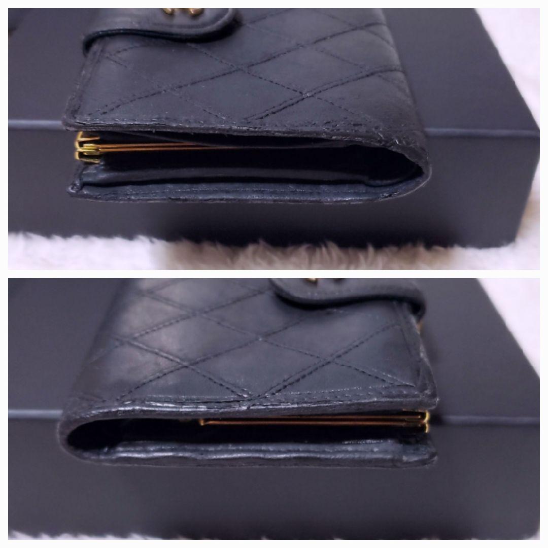 シャネル 折財布 ラムスキン ビコローレ ブラック 黒 ココマーク