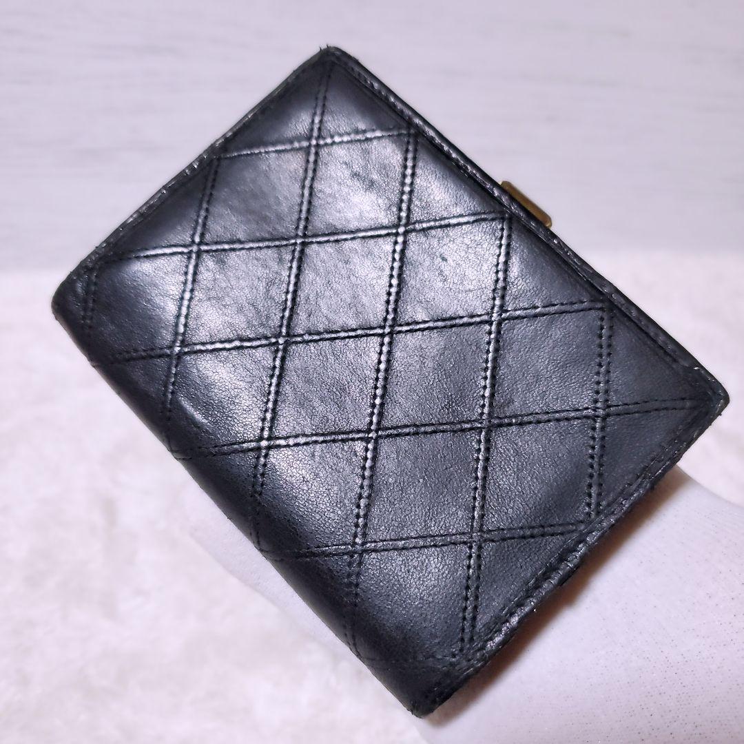 シャネル 折財布 ラムスキン ビコローレ ブラック 黒 ココマーク