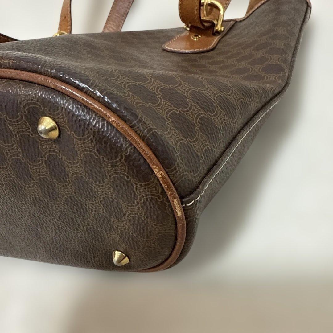 【中古】CELINE バケツ型　マカダムトートバッグ　バケットバッグ