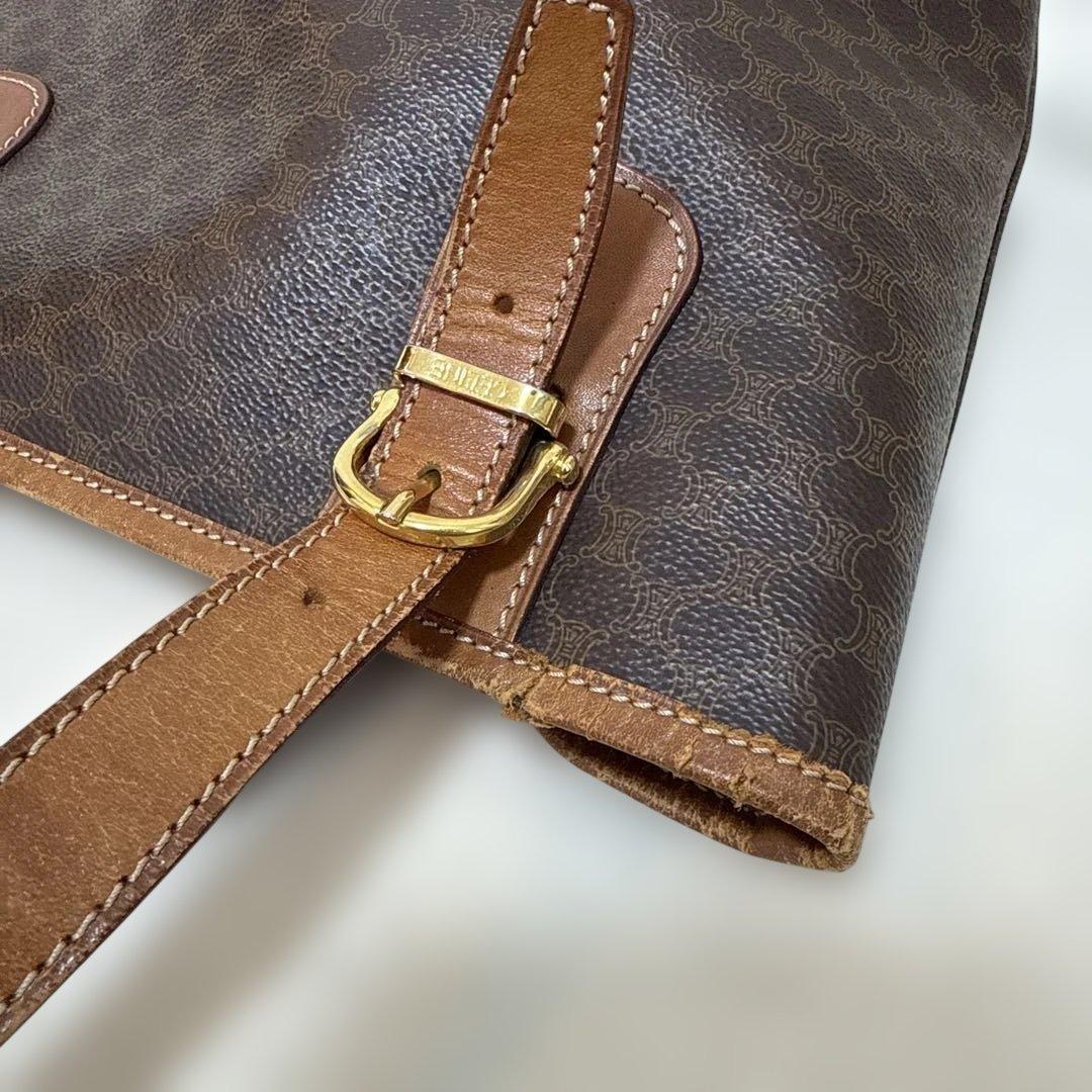 【中古】CELINE バケツ型　マカダムトートバッグ　バケットバッグ
