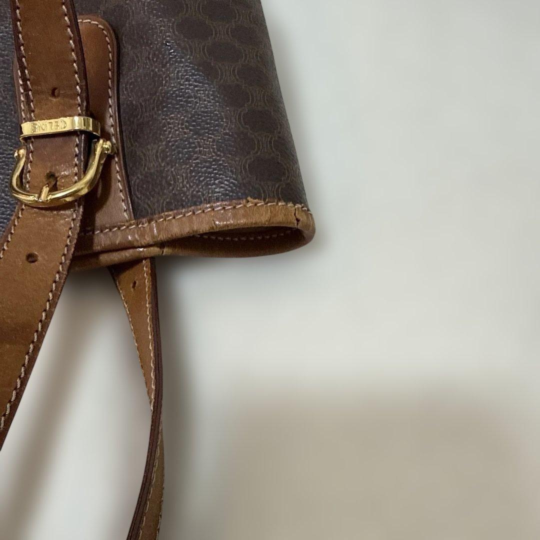 【中古】CELINE バケツ型　マカダムトートバッグ　バケットバッグ