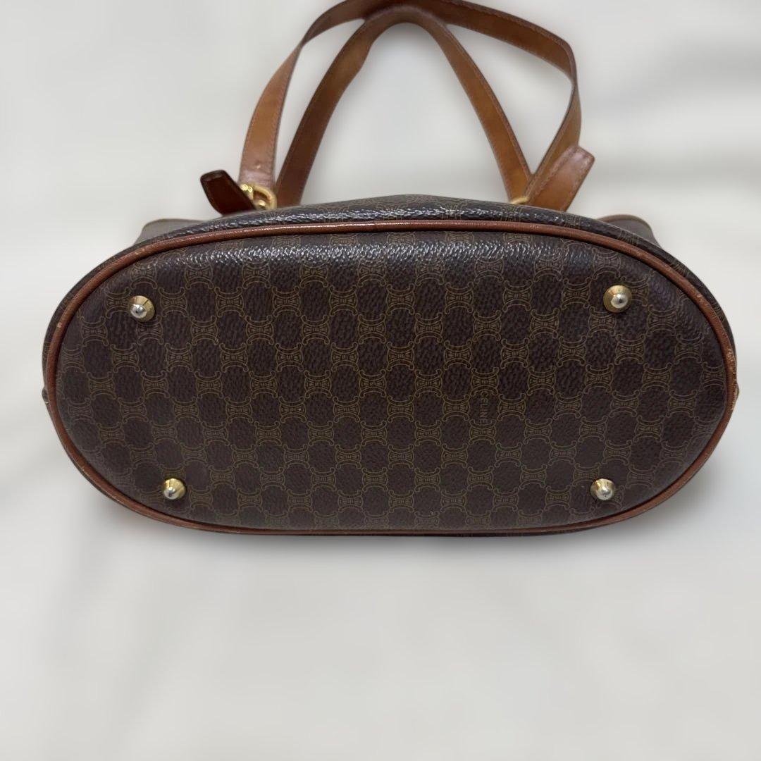 【中古】CELINE バケツ型　マカダムトートバッグ　バケットバッグ