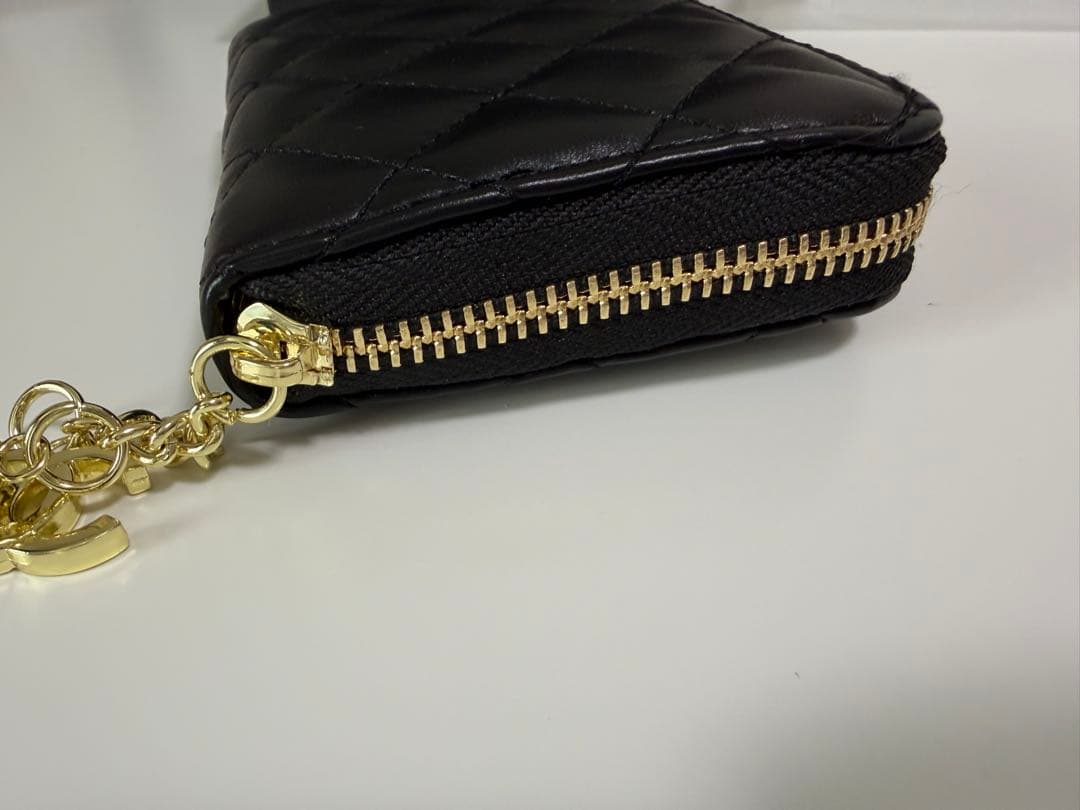 CHANEL ブラックレザー財布 キルティング ノベルティ