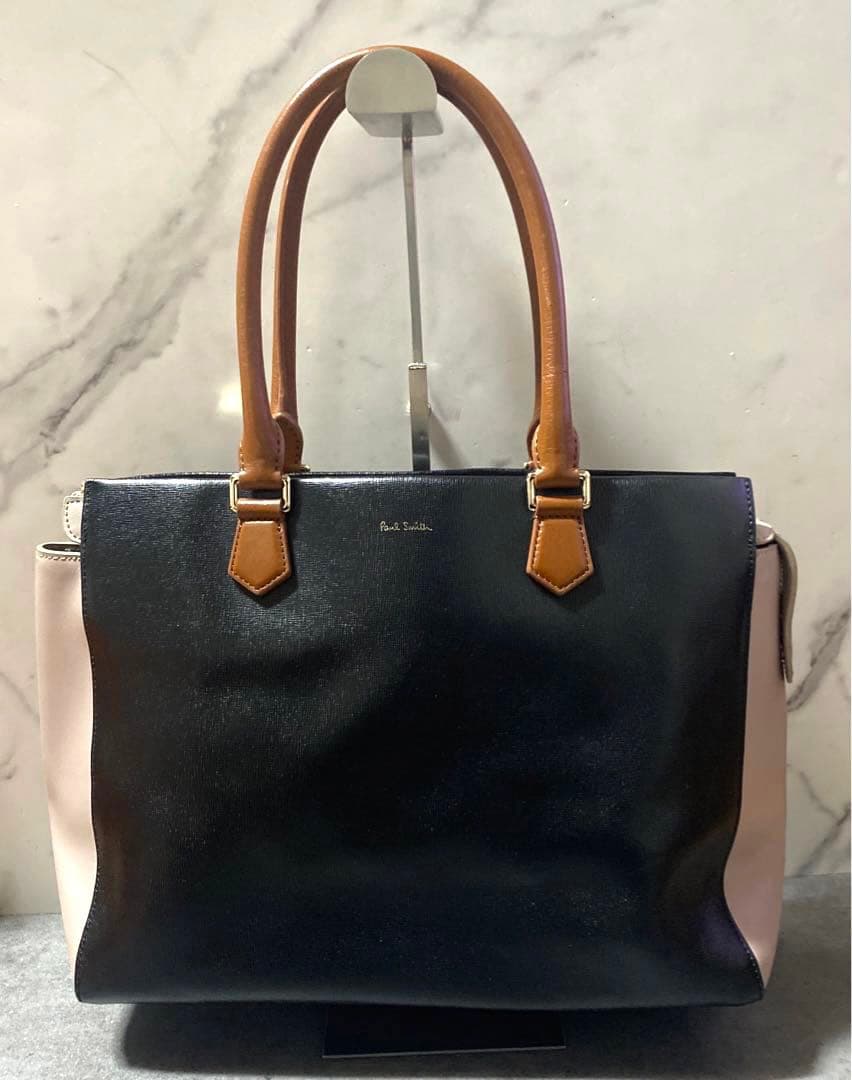 ポールスミス★カラーブロック　レザートートバッグ美品肩掛け可★バイカラー
