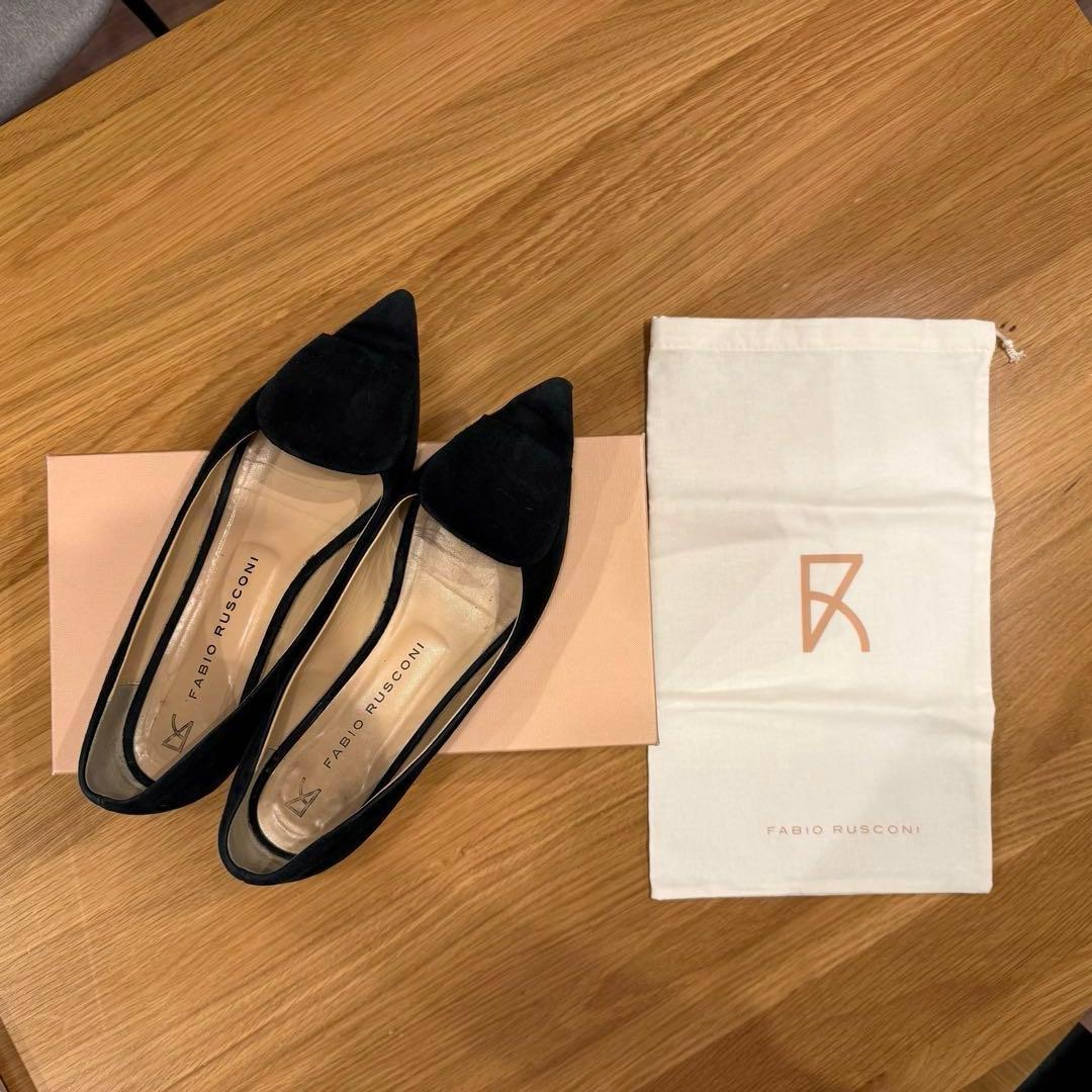箱あり⭐︎保存袋あり⭐︎Fabio Rusconi ブラック フラットシューズ