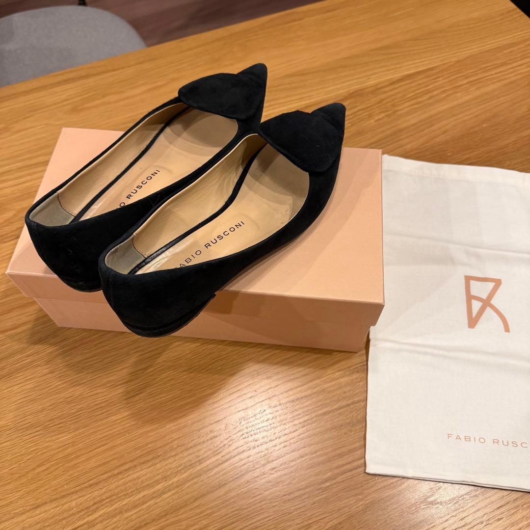 箱あり⭐︎保存袋あり⭐︎Fabio Rusconi ブラック フラットシューズ