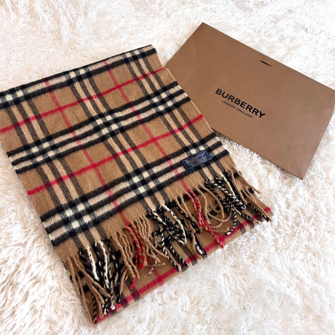 未使用品　Burberry カシミヤ100% マフラー　ノバチェック　ベージュ