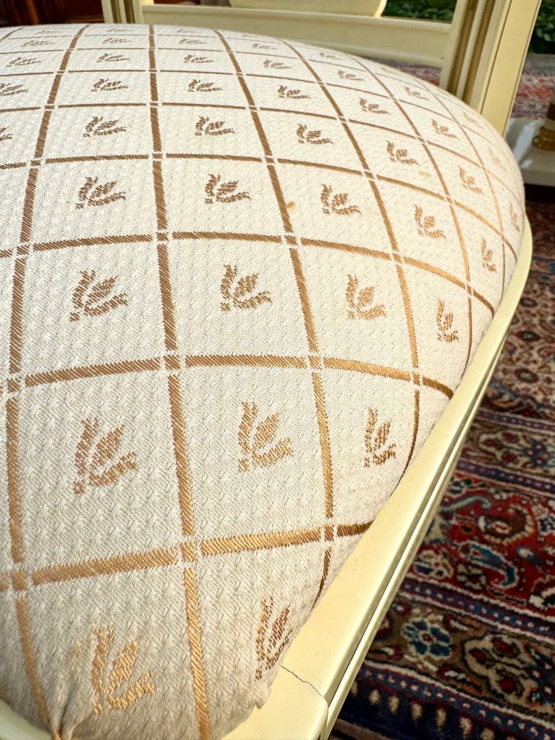 イタリア製 豪華ダイニングチェア 1脚 アイボリー ゴールド系 美品 椅子 03