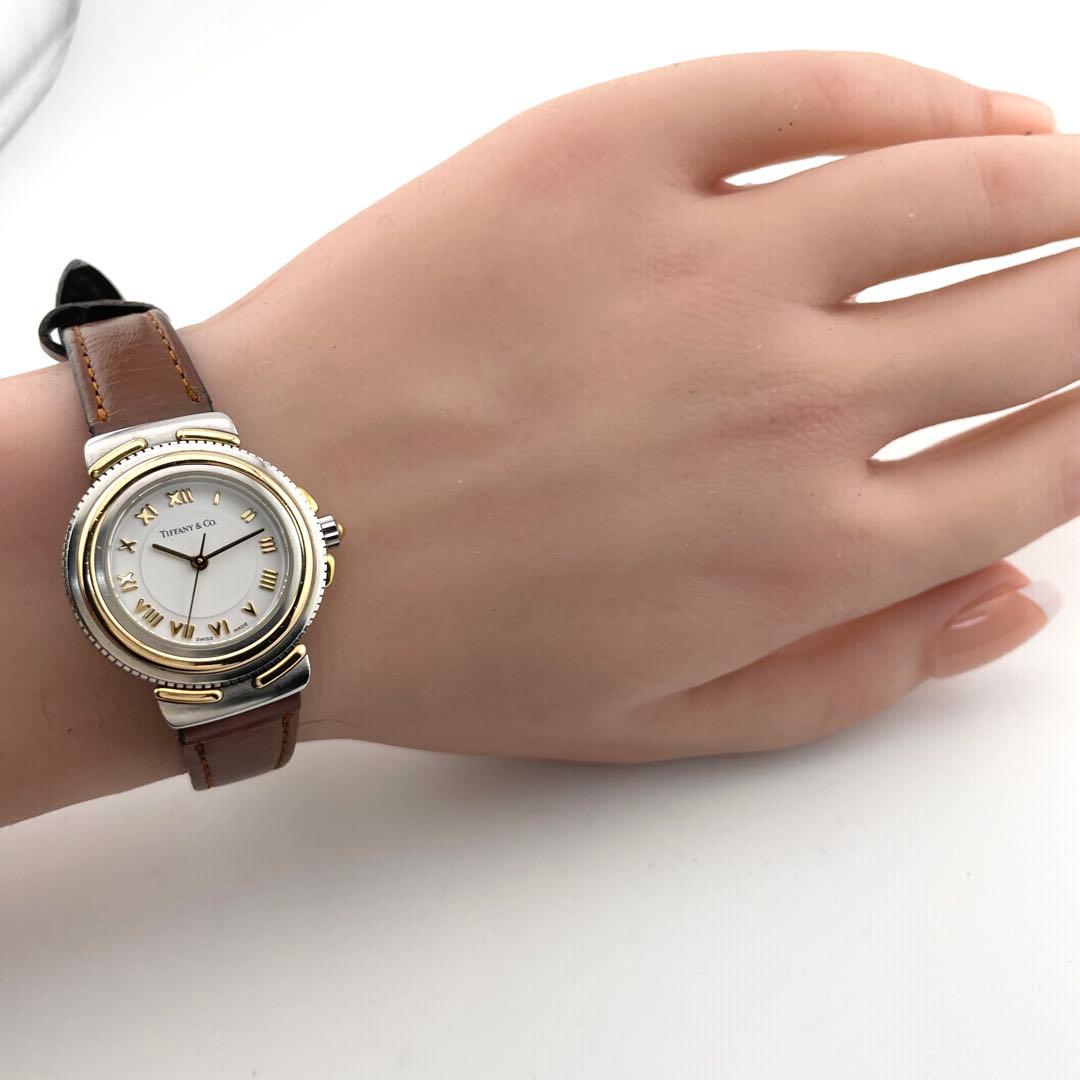 【稼働/新品電池】ティファニー　インタリオ　腕時計　コンビ　ローマン　レディース