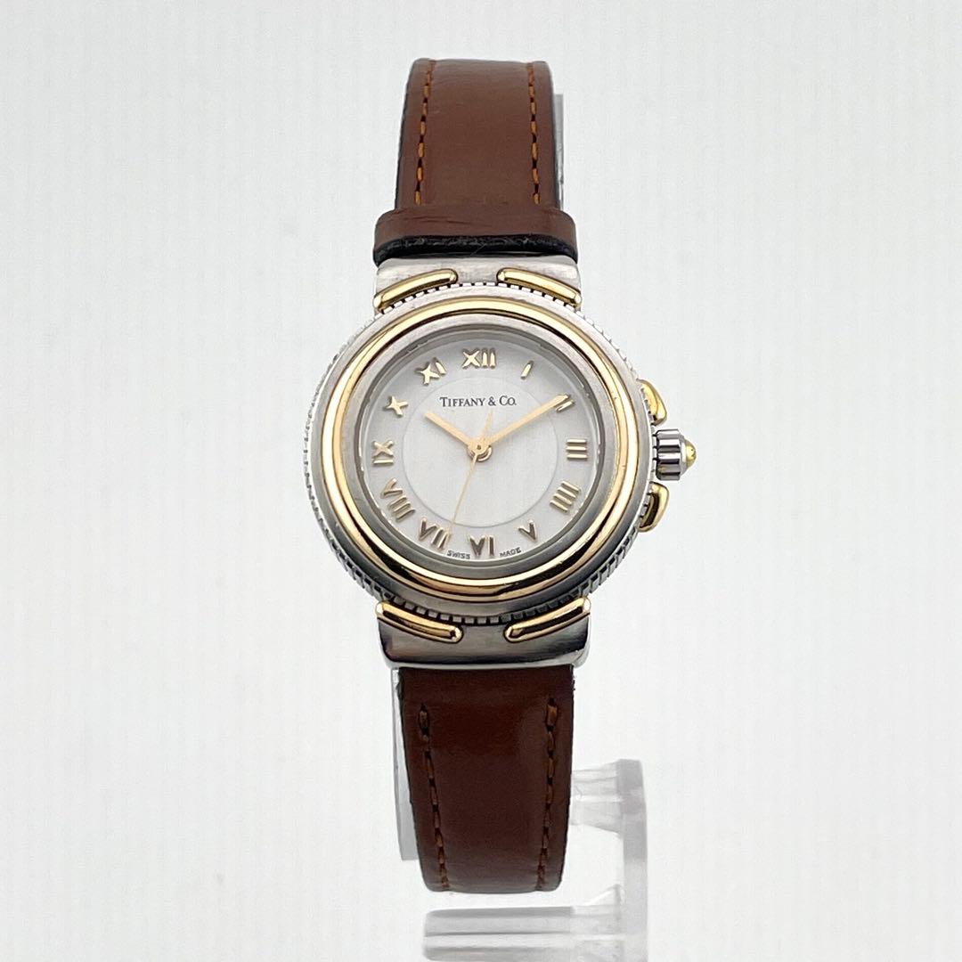 【稼働/新品電池】ティファニー　インタリオ　腕時計　コンビ　ローマン　レディース