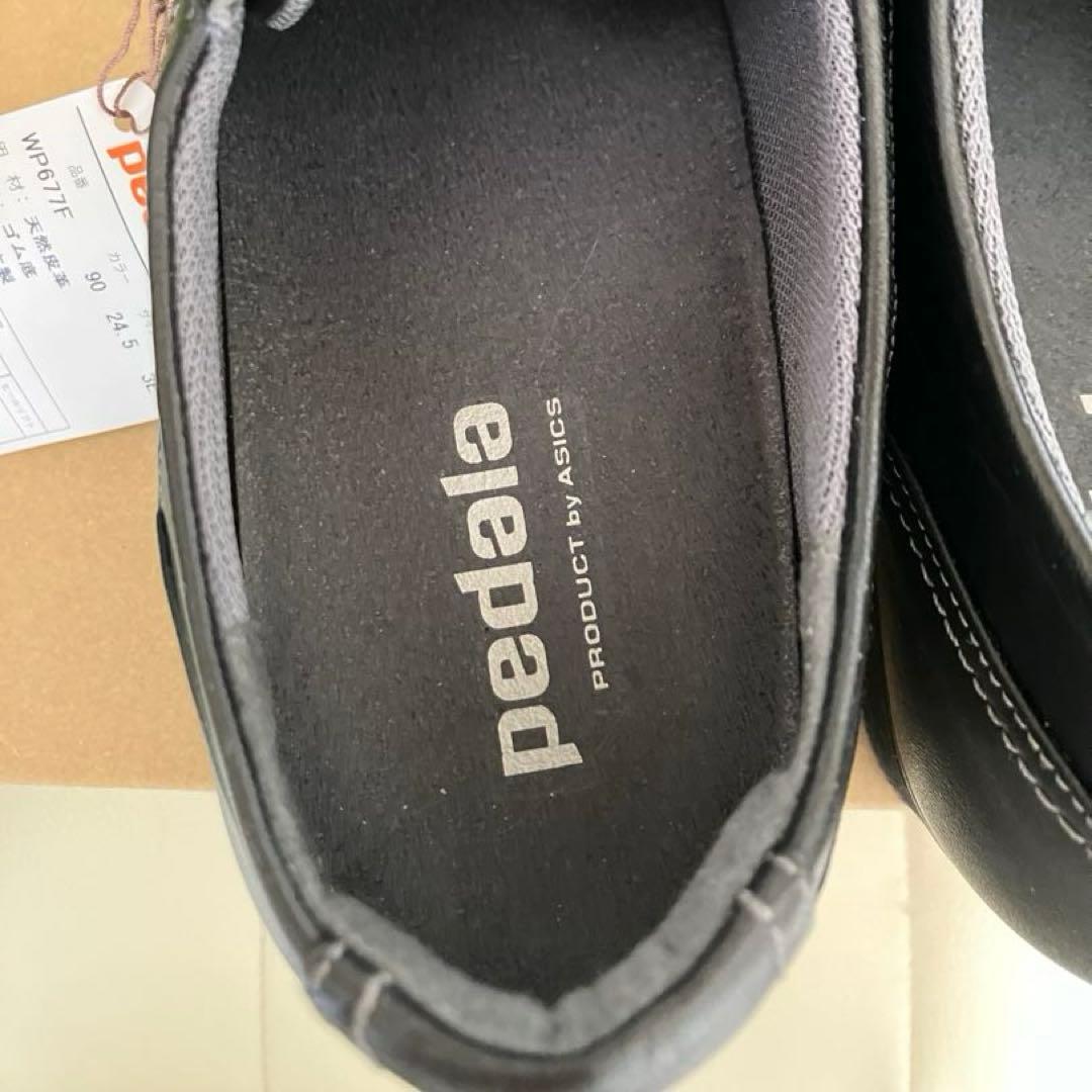 美品　asics PEDALA アシックス　ペダラ　黒　革製24.5 3E