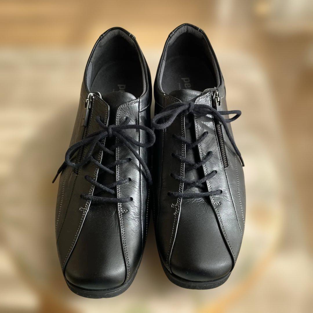 美品　asics PEDALA アシックス　ペダラ　黒　革製24.5 3E