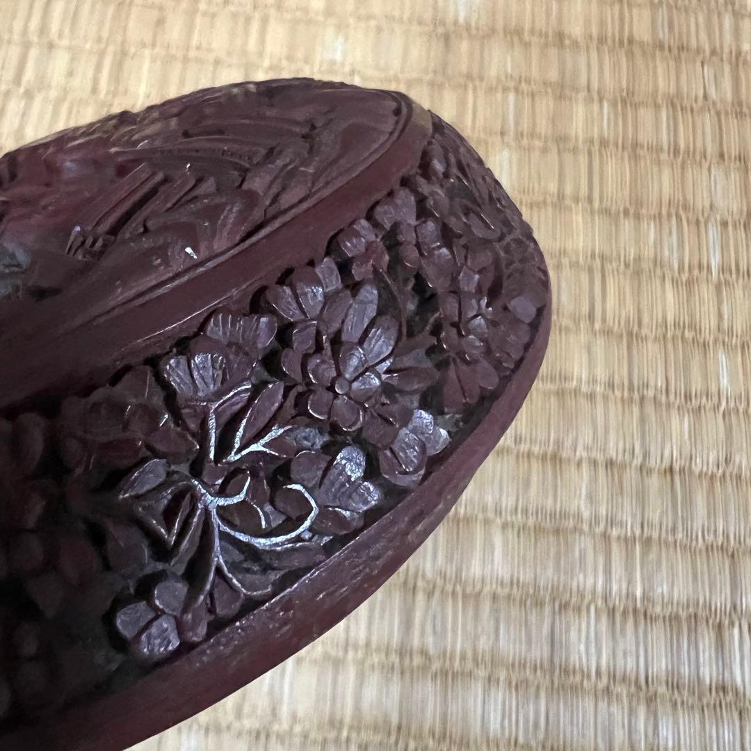 中国美術 堆朱 楼閣紋 サイズ　約　高さ6ｃｍ 幅 13ｃｍ