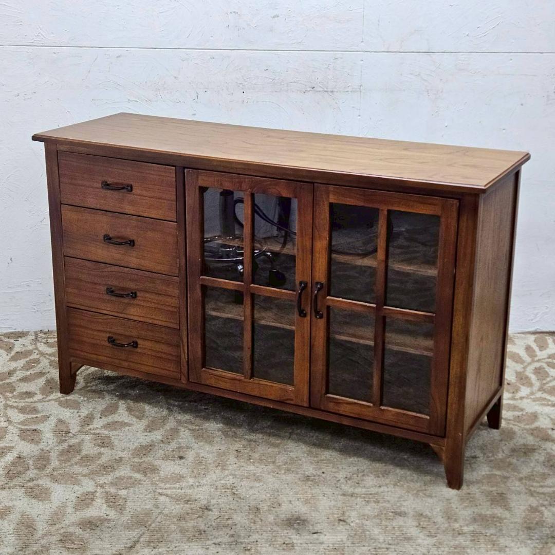 木製 チェスト 120cm幅 引き出し付 キャビネット アンティーク