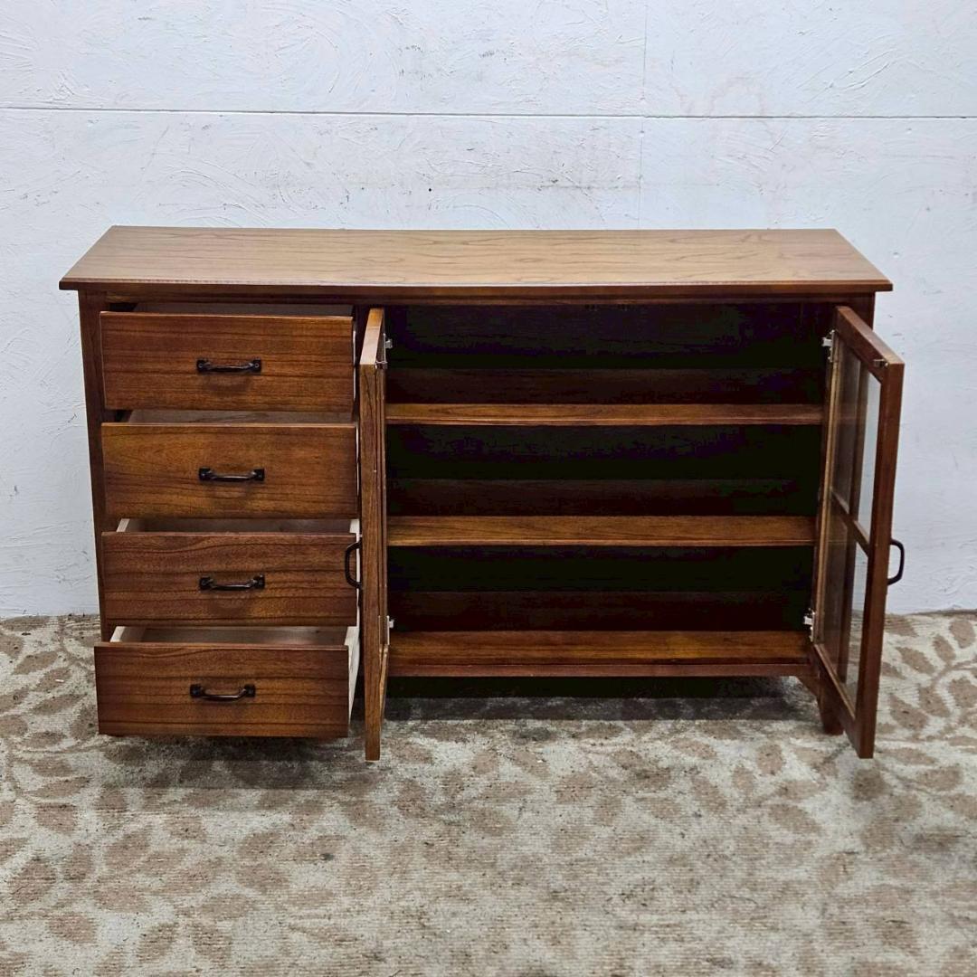 木製 チェスト 120cm幅 引き出し付 キャビネット アンティーク