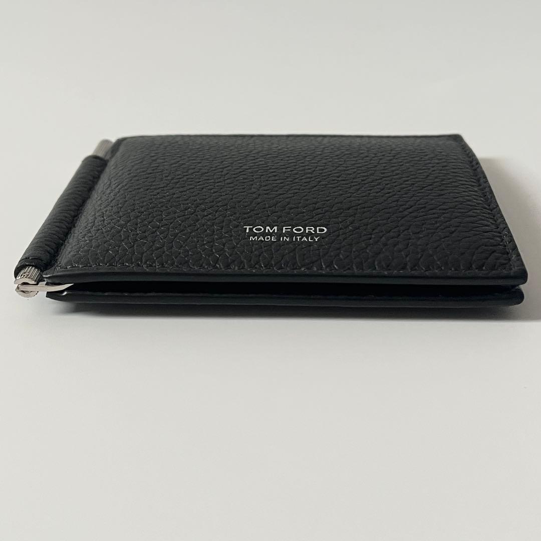 トムフォード　マネークリップ　二つ折り　レザー　黒　ブラック　ロゴ　イタリア製