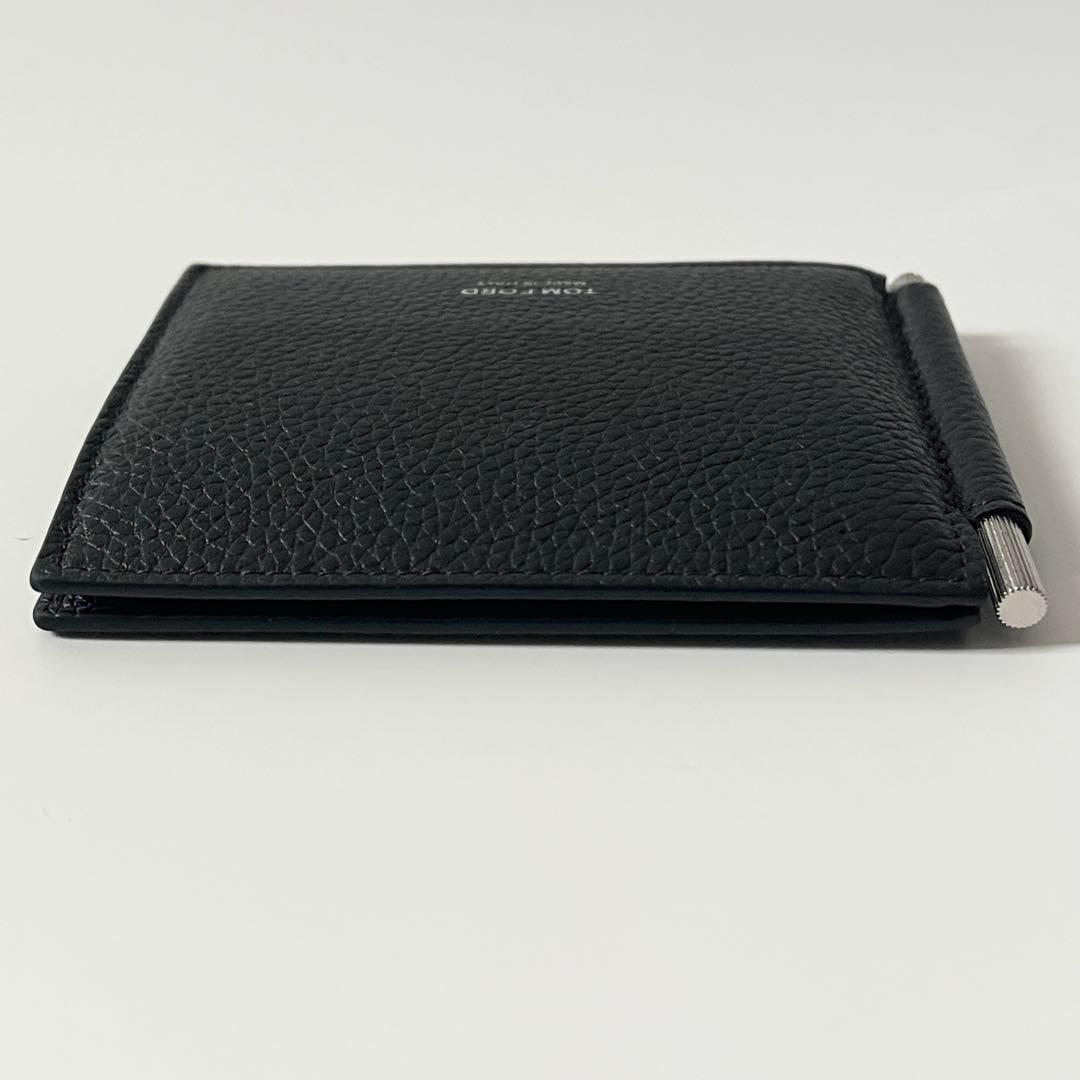 トムフォード　マネークリップ　二つ折り　レザー　黒　ブラック　ロゴ　イタリア製