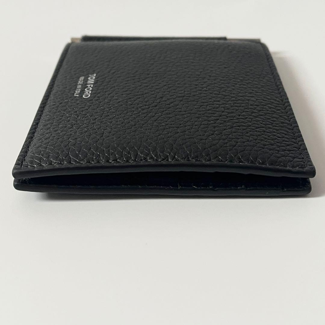 トムフォード　マネークリップ　二つ折り　レザー　黒　ブラック　ロゴ　イタリア製