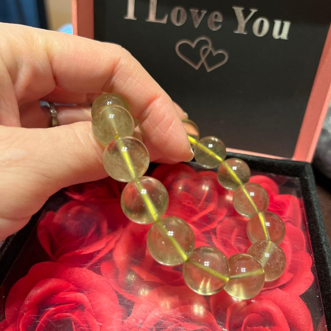 セール！天然石ブレスレット　リビアングラス　高品質　 大玉