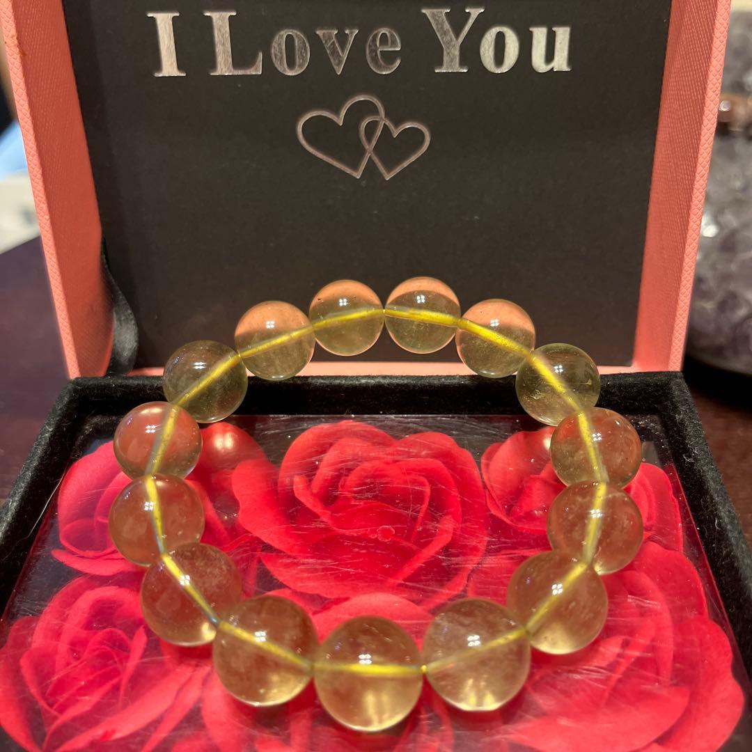 セール！天然石ブレスレット　リビアングラス　高品質　 大玉