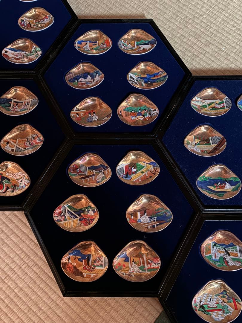 0002【蒔絵箱付・限定コレクション】源氏物語 貝合せ 貝絵皿54枚 光る君へ