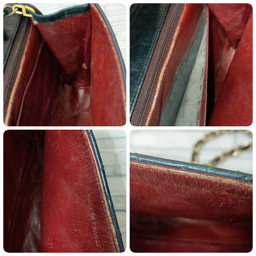 【デカココ】シャネル　チェーンショルダー　マトラッセ　ラムスキン　ブラック　黒